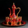 Serving set "Red East", 8 items: round tray, 250 ml jug, 25 ml glass, 6 pcs