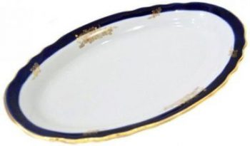 Oval plate 35cm, Patterns "Cobalt with 24 karat gold" from Dylevo porcelain factory. Hand Painted.*