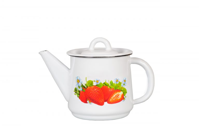 Enameled kettle "Strawberry" .Suitable for electric, glass-ceramic, gas stoves. Induction and halogen cooktop. Russian Brand