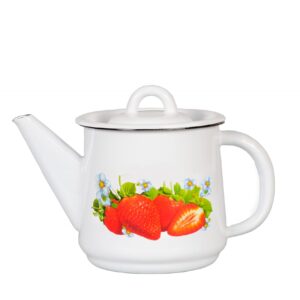 Enameled kettle "Strawberry" .Suitable for electric, glass-ceramic, gas stoves. Induction and halogen cooktop. Russian Brand
