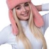 size:57-60. Hat with Earflaps, Shapka Ushanka(Ушанка) made of 100% Sheep wool. Color: Pink