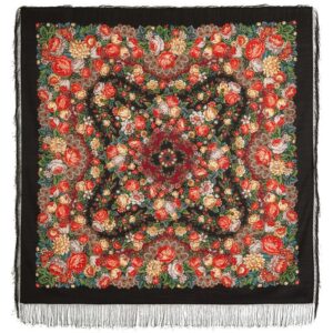 Pavlovo-Posad Shawl 100% Wool. "Flower beads", Size 146*146. Author: Elena Jukova.
