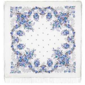 Russian silk shawl ''Jasmine''. size: 130 *130cm. brand Pavloposad shawls.