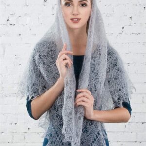 Goat's Down Shawl, size: 120*120cm. Hand made. Shape - square, Grey.