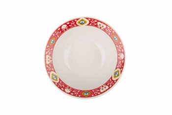 Soup plate, D:240 mm, Pattern "Red Pakhta "Пахтагуль. from Dulevo porcelain factory. No Gold