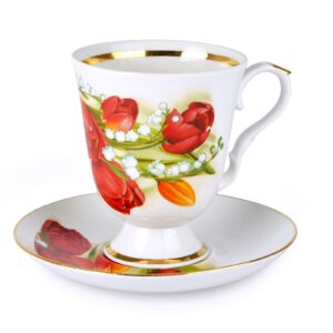 ''Tender May ''drawing Mug and Saucer, capacity 600mg, Dulevsky - Kuznetsovsky Porcelain, Moscow*