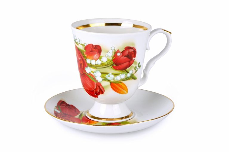 ''Tender May ''drawing Mug and Saucer, capacity 600mg, Dulevsky - Kuznetsovsky Porcelain, Moscow*
