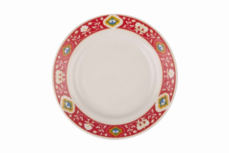 Dinner plate, D:240 mm, Pattern "Red Pakhta " from Dulevo porcelain factory. No Gold*