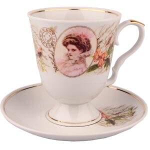 ''Lady ''drawing Mug and Saucer, capacity 600mg, Dulevsky - Kuznetsovsky Porcelain, Moscow*