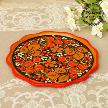 Gifts. Khokhloma wooden plate D:30cm*