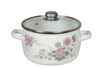 Enameled pot Stainless steel "Spring Romance ". Size: 1.5L, 2L, 4L