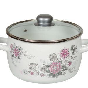 Enameled pot Stainless steel "Spring Romance ". Size: 1.5L, 2L, 4L