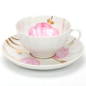 Cup and saucer "Spring ", 275 gr.Hand painting with 24 karat gold from Famous Dulevo plant.