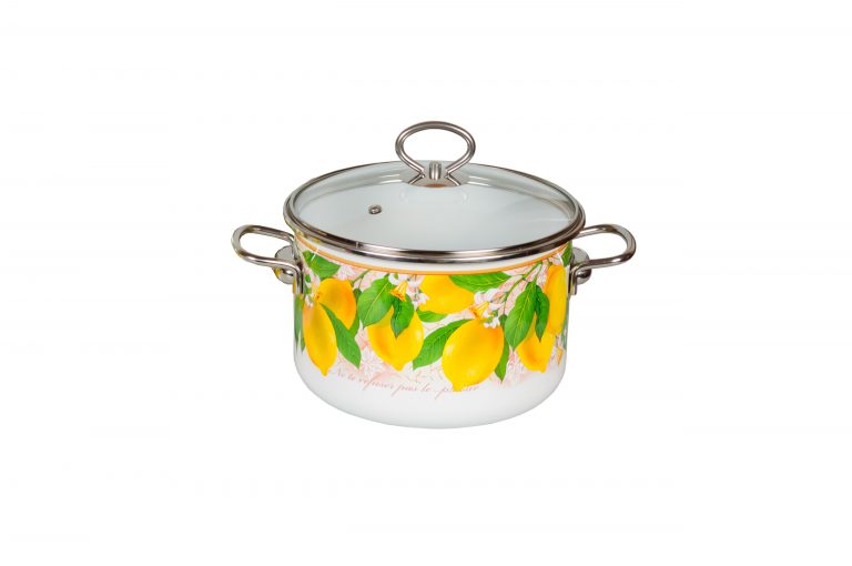 Enameled cookware pot "Limon" brand Vitros. Size: 2L, 4L, 5L