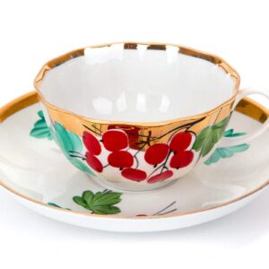 Cup and saucer "Rowan ", 220gr.Hand painting with 24 karat gold from Famous Dulevo plant.*