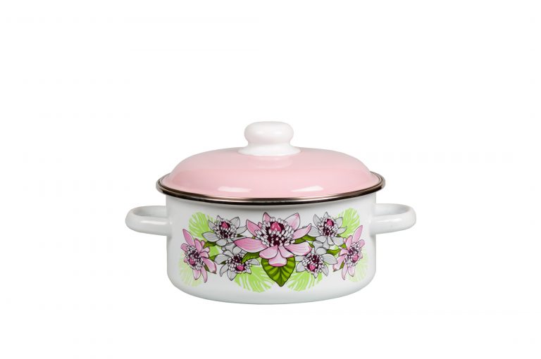 Enameled pot "Azalia". Size: 1.5L, 3L, 5L