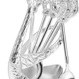 6pc. of Desert Forks set with Swan Base holder. Silver plated stainless steel.