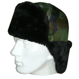 Ushanka SV earflap raincoat KMF camouflage and muton black