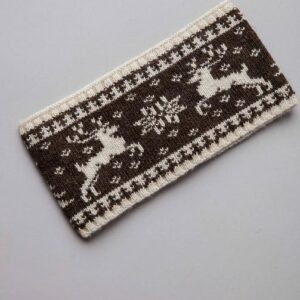 Wide cashmere bandage from camel hair, knitted. made in Mongolia with a Norwegian pattern