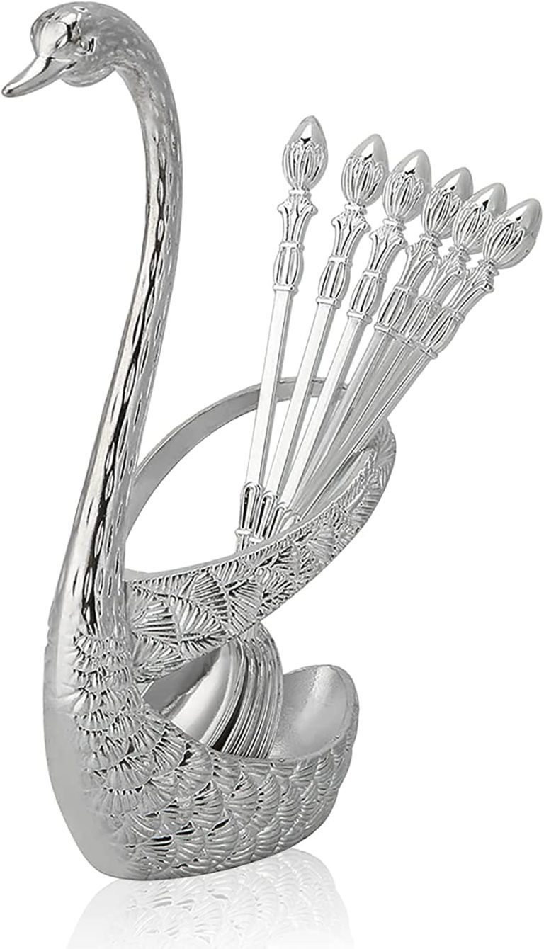 Toronto Silver plated Coffee spoon ser Tea spoon set 6pc. of Tea spoon set with Swan Base holder. Silver plated stainless steel.