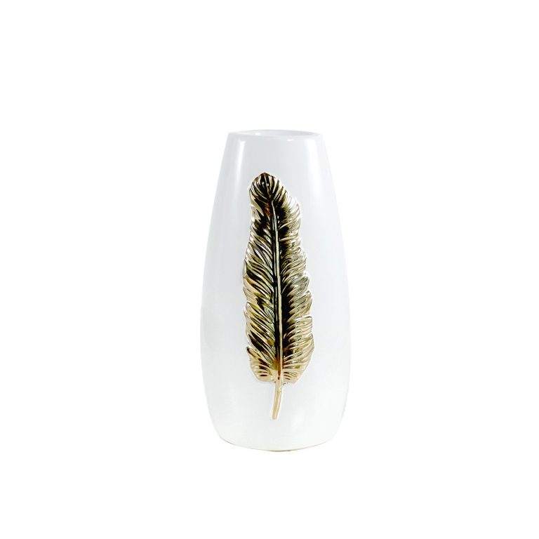 White/Gold Ceramic decorative vase. size:12cm* 28 cm