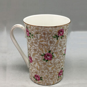 300 ml  Bone china Mug "Roses in a gold ornaments" in a gift box.