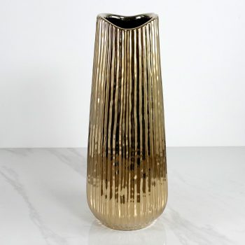 "Gold" ceramic decorative vase.Dimension: Width: 16cm, Height 35cm. Gifts