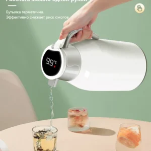 Smart Thermos with Touch Temperature Display — Glass Liner, 6-Layer Insulation, Up to 48 h Heat Retention