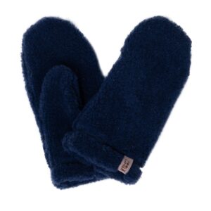 size:16-20.Fur mittens with wool pile from sheep's wool. Color: Indigo