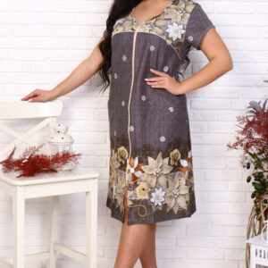 size:4XL(58-Rus).Women's Dressing Gown with long sleeves with zipper.Home Wear of 100% cotton.