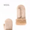 size:20. Sheep Wool mittens . Color: Beige....