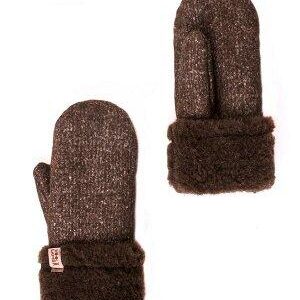 size:20. Sheep's wool mittens. Color: brown