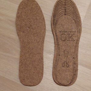 100% sheep wool felt insoles  cut to fit. size: 6-15.