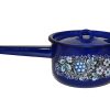 Steel enameled pan with lid 1.5L. Pattern "Blueberry". Russian brand