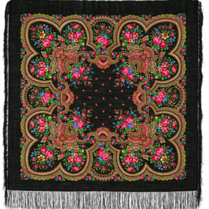 ''Heart-to-heart conversation '' Pavloposad  Cashmere shawl 100% of wool with silk fringe, size 125 by 125cm. Artist: Klara Zinovieva. Out of Stock. New arrival expected.