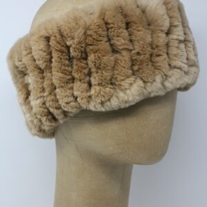 Women's Head Bend made of Natural rex rabbit fur. One size.