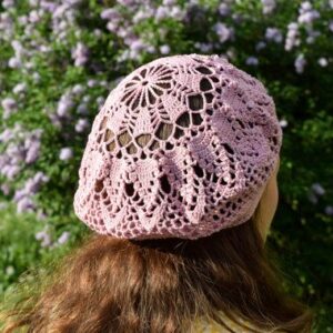 Beret for summer. Female Hat, Cotton 100%