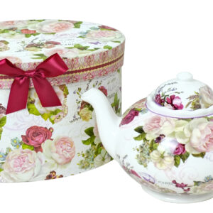 1000 ml New Bone China Teapot in a Gift Box – Country Rose