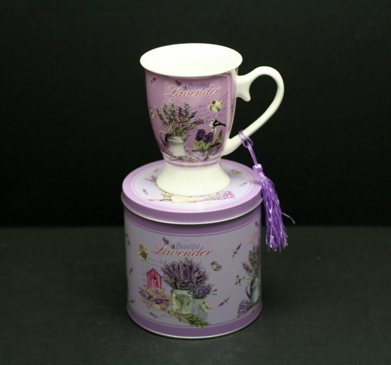 XF1005-1 Beautiful Lavender-New Bone China Royal Mug in a Tin Gift Box