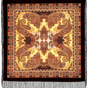 Pavlovo-Posad Shawl ''Favorit'' 100% of wool with silk fringe, size 125*125cm.