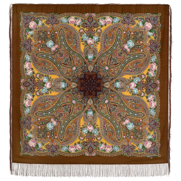 Pavlovo-Posad Shawl "Evening at the estate"100% Wool. Size 146*146. Author: Jukova Elena