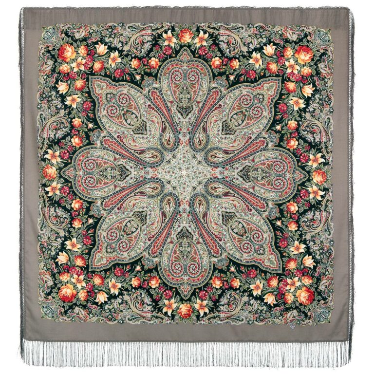 Pavlovo-Posad Shawl "Flower kaleidoscope"100% Wool. Size 146*146. Author: Favoritova Elena