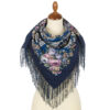 Pavlovo-Posad Shawl "Spring Awakening" 100% of wool with silk fringe, size 89*89cm.
