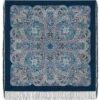 Pavlovo-Posad Shawl ''Mermaid's Kiss'' 100% of wool with silk fringe, size 125*125cm.