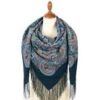 Pavlovo-Posad Shawl ''Mermaid's Kiss'' 100% of wool with silk fringe, size 125*125cm.