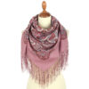 Pavlovo-Posad Shawl "July" 100% of wool with silk fringe, size 89*89cm.