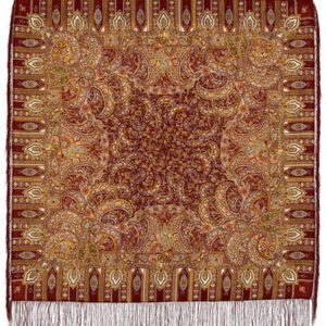 Pavlovo-Posad Shawl ''Sadko'' 100% of wool with silk fringe, size 125*125cm.