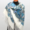 Pavlovo-Posad Shawl ''Spring stream'' 100% of wool with silk fringe, size 125*125cm.