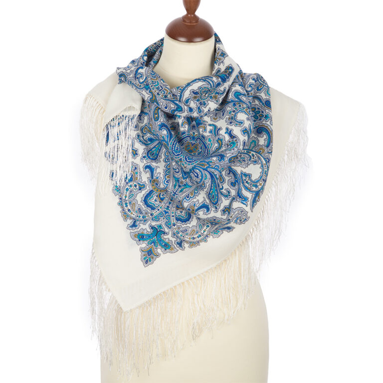 add-1638-4man2 Pavlovo-Posad Shawl "Dear friend" 100% of wool with silk fringe, size 89*89cm.