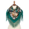 Pavlovo-Posad Shawl ''Home'' 100% of wool with silk fringe, size 89*89cm.